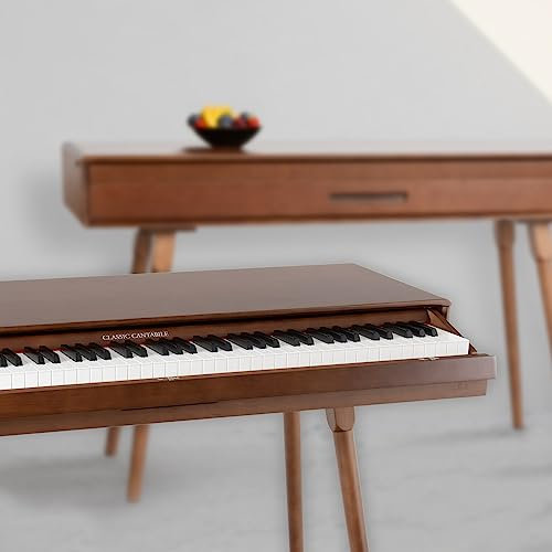 Classic Cantabile DP-730 WN Digitalpiano Walnuss - Tisch mit eingebautem Piano - Zeitloses Design - 88 Tasten Klavier mit Hammermechanik - Inklusive Notenhalter und Pedaleinheit - Walnuss dunkel