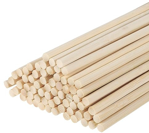 QUARKZMAN Hölzerne Dorn Stäbe 50cm/20 Rund Dorn Stab Holzstäbe 5mm/0.2 Bambus Stick für Kunst Handwerk Foto Stand Requisiten Basteln Gebäude Modell 100 Pack