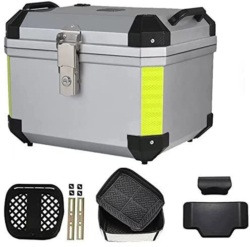 IkErna Motorrad -Top -Kiste, Wasserdichte Motorrad -Schwanzkasten Für Aufbewahrungshelm -Gepäckkasten Mit Sicherheitsschloss, Motorrad -Top -Hülle/Black/57L