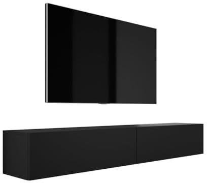 3E 3xE living.com Hängendes TV- Schrank - Modernes Design A: B: 2 x 100 cm, H: 34 cm, T: 32 cm, Schwarz Matt