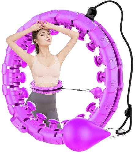 Smart Hula Hoop mit Gewicht Kugel, Reifen Erwachsene Gewichtsverlust, Magnetische Scheibe, und 24 Abnehmbarer Einstellbar Breit Bewegliche, für Kinder Erwachsene Anfänger, Violett