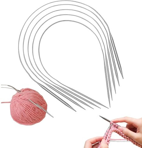 Edelstahl Rundstricknadeln,5PCS Metall Rundstricknadeln,Stricknadeln Edelstahl 40cm,2mm/3mm/4mm/5mm/6mm Metall Sockenstricknadeln Set,Rundstricknadel für Socken,Ärmeln,Mützen und Handschuhen