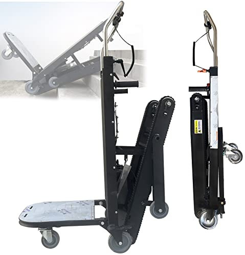Elektrischer Treppensteiger, Raupen-Treppensteiggerät, faltbar, leicht (35 kg), 100 kg Tragkraft, bürstenloser 250-W-Motor, 24-V-Batterie (4–7 Stunden), Treppen hinauf/runter