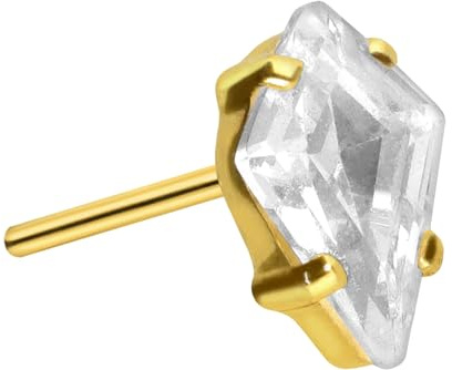 PIERCINGLINE Titan Aufsatz mit Push Pin KRISTALLRAUTE OHNE Labret Stecker Piercing Ohr Tragus Helix Conch Goldfarben