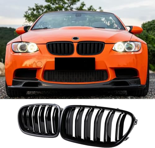 Hengjiayao Griglia per radiatore E92 E93 per BMW Serie 3 E92 E93 Nero Facelift Reni Coupe M3 Doppia barra lucida nera 3 griglie 2006-2009 (For 3er E92 2006-2009)