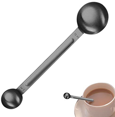 TAOLE Cuillère Doseuse Café, 2 Pièces Acier Inoxydable Double Tête 5 ML 15 ML 2 en 1 Cuillère Doseur Cuillere Cuillère À Mesurer Le Café Colorée pour Sac Lait en Poudre Café Et Grains