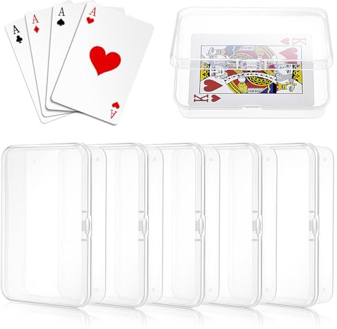 Abeillo 5er Spielkartenbox, 10,5 x 7,5 x 2,5 cm - Transparente Kunststoffbox für Spielkarten, Bankkarten und Visitenkarten