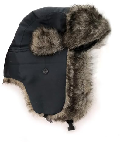 Russische Mütze Winter Russische Uschanka Hut Trapper Bomber Warme Trooper Ohrenklappen Kappe Männer Frauen Winter Ski Hut Flauschige Kunstpelz Kappe, Grau, 50-60 cm