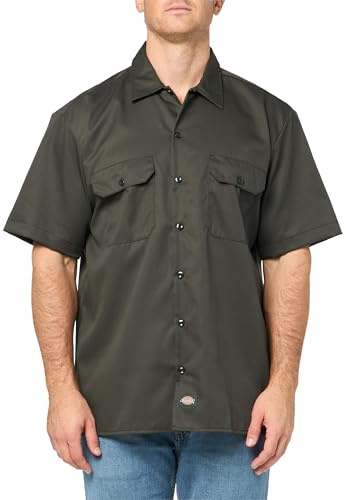 Dickies Short Sleeve Work Shirt, Olive Green, L