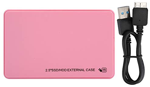 Beufee Custodia del Disco Rigido, Custodia del Disco Rigido da 2,5 Pollici USB3.0 USB3.0 Custodia del Disco Rigido SSD Esterno Scatola del Disco Rigido SATA 5 Gbps Trasmissione HDD Box(Rosa)