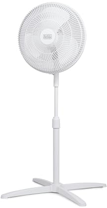 BLACK+DECKER 16-Inch Oscillating Pedestal Fan, 3 Speeds, BFP16MXW, White