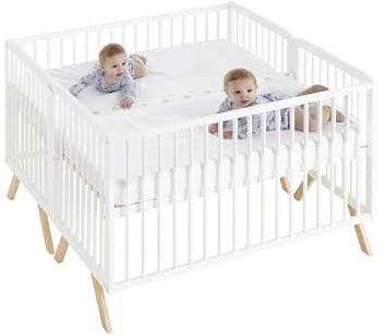 Cuna Gemelar Colecho 60x120 cm. Uso Desde el Nacimiento | Nuru CoolDreams | Estilo nórdico infantil. Apta para gemelos hasta 3 años. Kit colecho incluido, 2 unidades completas.