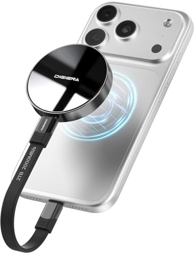 DIGIERA 2TB Magnetische Tragbare SSD, Externe Festplatte Mit USB-C 3.2 Gen 2x2, Geschwindigkeit Bis Zu 2000 MB/S, Kompatibel Mit iPhone 15/16/17 Series,PC/Laptop, und Anderen USB-C-Geräten,Schwarz