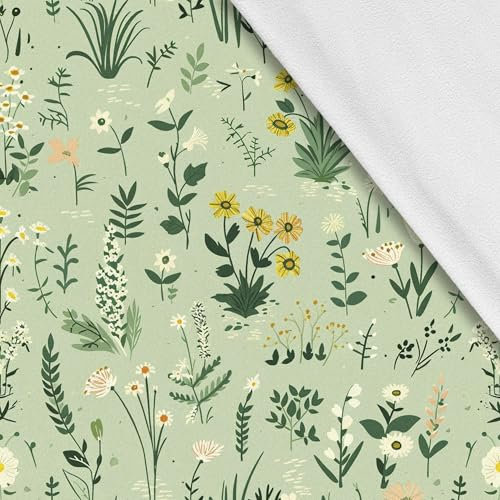 HEKO PANELS Softshell Stoff Meterware Outdoor Stoff Wasserfest Mit Fleece Stoff Zum Nähen Nähstoffe Windfest Für Jacke Wandern Sport Overall Blumen Frühling 5 Meter 145 x 500 cm