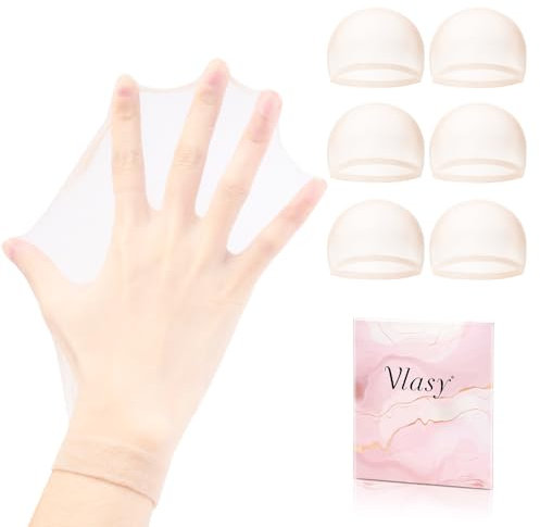 Vlasy Skinlike HD Wig Cap, 6pcs Invisible and Transparent Wig Caps to Hold Wig in Place, Ultra Thin Hair Net for Any Wigs Style and Size, Breathable Lace Front Wig Net, Stocking Bald Cap for Women