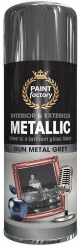ARUUJ - Metallic Grey Spray Paint 400ML - Gun Metal Grey Paints - Long Lasting Aerosol Spray - Fast Drying Non-Cracking, DIY Spray Paint For Metal, Wood, Furniture - Gloss Finish Spray 400ML (1)