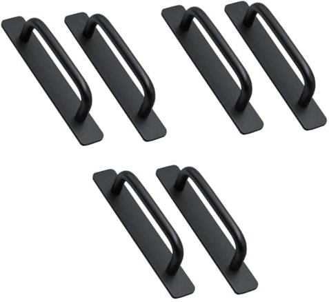 Housoutil 3 Sätze Küchentürgriffe Für Schränke Hardware Klebrig Türverschluss Schubladentürgriffe Schiebetürschloss-set Türgriffe Innen Türketten Netz Aluminiumlegierung Black 2 Stück * 3