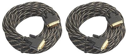 Tityvirnix Juego de 2 cables DVI DVI-D 24+1 M a M chapados en oro de doble enlace para monitor de TV de 15 m