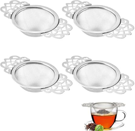 Aweisile Passoires À Thé en Maille Fine 4 Pièces Filtre À Thé en Acier Inoxydable Passoire À Thé À Mailles Fines Infuseur À Thé à Maille Fine avec Poignée pour Le Thé Le Jus Le Café