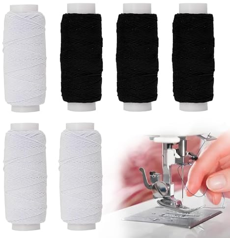 6 Rollen Elastisches Nähgarn, Nähfaden, Nähgarn Schwarz Weiß, Elasten, Kann Zur Herstellung Von Kleidung Verwendet Werden, Eignet Sich Auch Für Perlenarmbänder, Halsketten Und Schmuckhandwerk