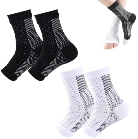YUZNA 2 Paia Calze a Compressione Contro Sperone Calcaneare Fascite Plantare, Elastica, Traspirante, Cavigliera Uomo, Tutore Distorsione Piede, Fornisce Il Supporto e La Facilità Dolori