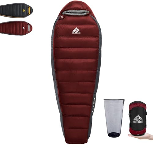 BUERTS Daunenschlafsack für Erwachsene, kaltes Wetter, kleines Paket, leicht zu tragen, 680 FP. Rucksackschlafsack für Camping, Wandern, Bergsteigen.