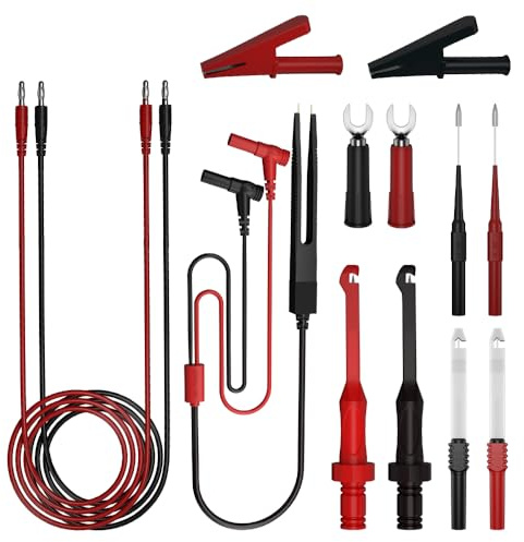 CZJZDZ 13pcs 4mm Banana PlugTest Leads Kit sondes de Test électriques numériques ensemble Clips d’alligator entièrement isolés pince de Test pince de sonde arrière perforante de fil