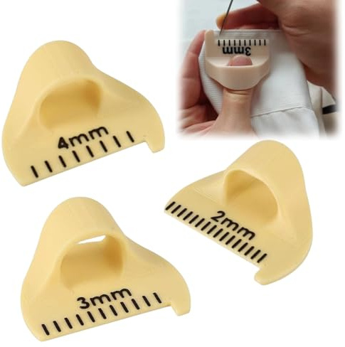 3Pcs Finger Stitching Rulers,DIY Stitching Tool,Mini Sewing Finger Ruler for Even Stitches,Blanket Stitch Thumb Guide,Quilting Ruler,Sewing Rulers,2/3/4mm DIY Stitchin/g Guide Tool for Quilting Aids