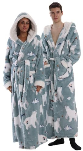 Gegeryozer Accappatoio in Pile Soffice e Caldo con Cappuccio, Morbidissimo e Confortevole, Taglia Unica Unisex con Tasche, Ideale per Casa e Relax