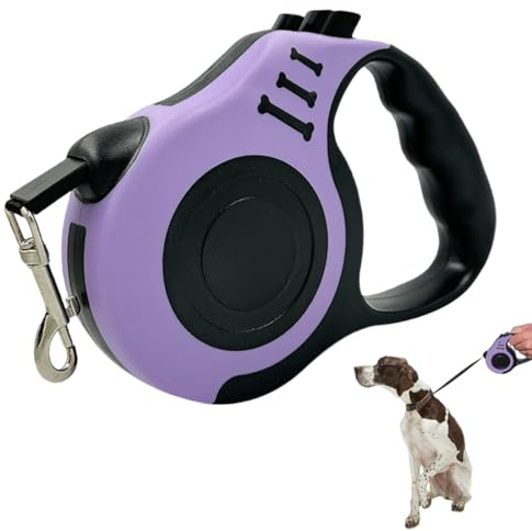 GNALIA Guinzagli Retrattili Per Cani 1 Pezzo Estensibile 5M Viola - Per Cani Piccoli E Medi Con Collare Regolabile