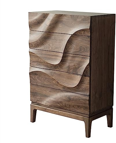 CJHFR472SG Moderne Organisateur de Rangement à 5 tiroirs, Grande Commode en Noyer Noir, Moderne for Chambre Coucher, complète Bois Massif Chambre