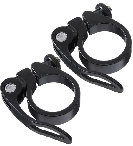 2 STK Fahrrad Sattelklemme 31,8mm Aluminium Sattel Schnellspanner Sattelstütze, Sattelstützenklemme Rohrklemme Fahrradsattelsitz Sattelklemme Für 27,2–28,6 Mm Mountainbike Rennrad (Schwarz)