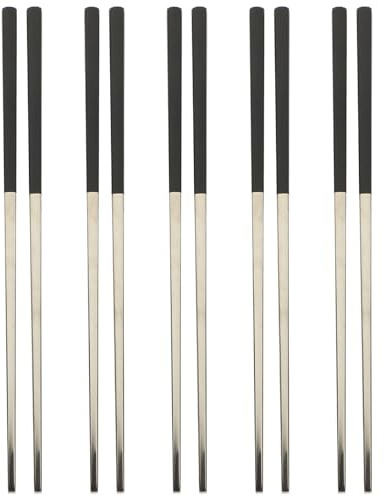 LIGIGWASH 5 Paia Bacchette da Cucina in Acciaio Inox 304 Antiscivolo, Bacchette da Campeggio Leggere e Riutilizzabili, Posate Coreane per Sushi e Barbecue, Adatte a Viaggi e Picnic