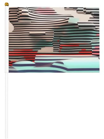Mini bandiere nere e bianche line art su bastone – 14 x 20,8 cm piccole bandiere USA per esterni, decorazioni 4 luglio, decorazione patriottica, asta per bandiera portatile, bandiere palmari, sei