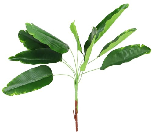 MINAOLULUS Feuille de bananier artificielle - 9 dents - Ornement en plastique - Vert - Pour salon et événement