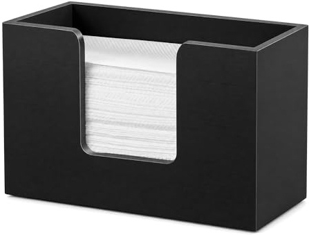 Paper Towel Dispenser Countertop, Wooden Bathroom Paper Towel Holder Black Napkin Holder Hand Towels Dispenser Tissue Holders for Trifold Z-Fold C-Fold for Kitchen Bathroom Office (Black)