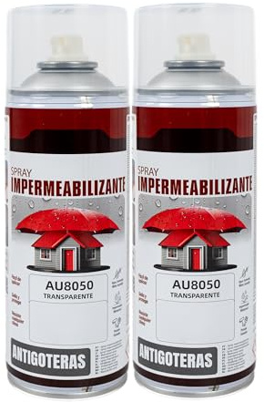 Spray Sellador Impermeable, Spray para Sellar Grietas, Agujeros y Fugas de Agua, Uso Interior y Exterior, Secado Rápido, Transparente, 400 ml Pack 2