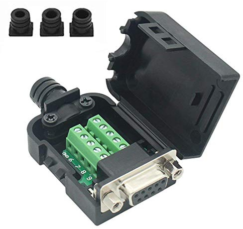 YIOVVOM DB9 9-poliger Adapter RS232 Seriell auf 3-poliger Terminalstecker mit Gehäuse (Female Connector + Nut)