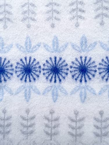 JOWOLLINA Wendedecke Wolldecke Plaid Kuscheldecke Öko-Wolle 130x200 cm, Folklore floral (Blau)