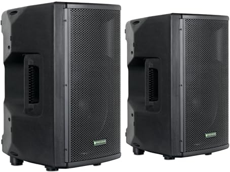 Pronomic E-210 MA Stereo Set - 2 aktive 2-Wege Boxen - Leistung: 2X 100 Watt (RMS) - 10 Woofer + 1,0 Kompressions-Treiber - Bluetooth-Empfänger und MP3-Player mit USB/SD - Monitorschräge