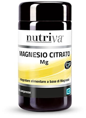 NUTRIVA Magnesio Citrato, integratore alimentare a base di Magnesio in forma citrato. Integratore energia e per il sistema nervoso. 50 compresse.