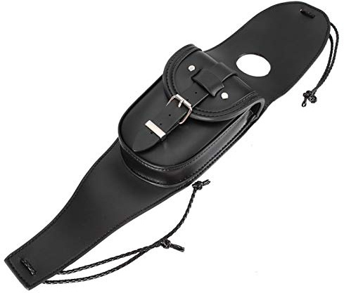 EVGATSAUTO Sacoche de Réservoir de Moto Universelle en Cuir Noir avec Pochette