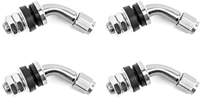QWORK® Valve de Pneu, 45 Degrés Voiture Pneu Bouche, Adaptateur d'Extension de Valve de Pneu, pour Moto de Voiture, pour 11.5 mm Le diamètre du moyeu, Cuivre, Set of 4