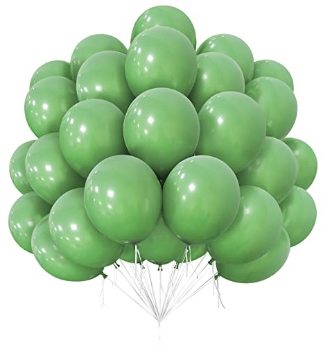 Salvia Gröna Ballonger, 50st 12tums Vanliga Avokadogröna Ballonger, Gröna Latexballonger, Festballonger För Barn Bröllop, Alla Hjärtans Dag, Wild One Safari Födelsedagsfest Dekorationer