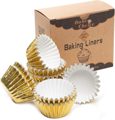 Moldes Magdalenas Papel Mini,400 Piezas Antiadherente,Envoltorios para Cupcakes, Forros para Cupcakes para Decoraciones Navideñas, Dorado,Tamaño Mini
