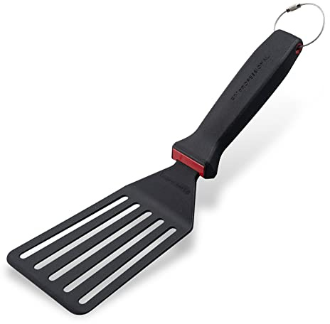FMprofessional Paletta da Cucina Forata Professionale in Plastica, Manico Ergonomico con Anello in Metallo – Utensile per Cibi Fritti e Cotti, Lavabile in Lavastoviglie, Robusta e Resistente al Calore