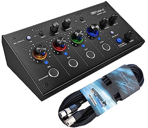 Roland Bridge Cast Dual Bus Gaming Mixer Komplettlösung für Audio-Streaming + keepdrum XLR-Kabel