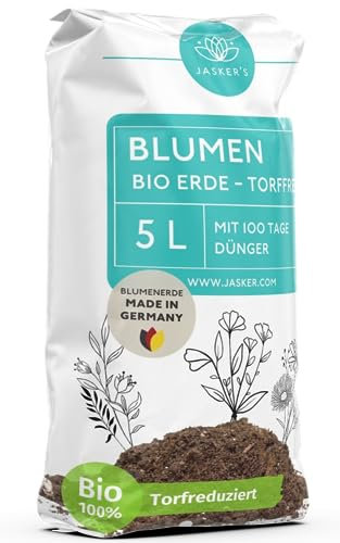 JASKER'S Bio Blumenerde torffrei 5 L - 100% nachhaltige Erde torffrei - Torffreie Pflanzenerde für Zimmerpflanzen mit Dünger - Universalerde torffrei - Blumenerde ohne Torf