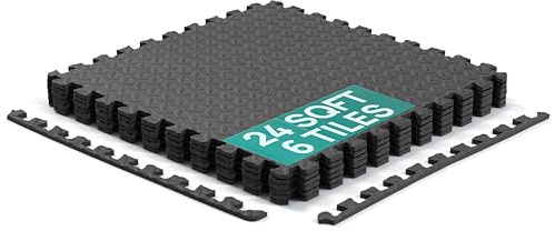 Dalles de Sol emboîtables en Mousse EVA – Noir – 2,5 cm d'épaisseur, 2,23 m²