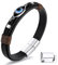 VEXXS Mens Leather Bracelet, Braided Leather Bracelets with Cross and Evil Eye03